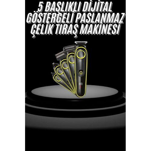 Saç Sakal Şekillendirici Tıraş Makinesi 5 Başlıklı Paslanmaz Çelik Bıçaklı Unısex
