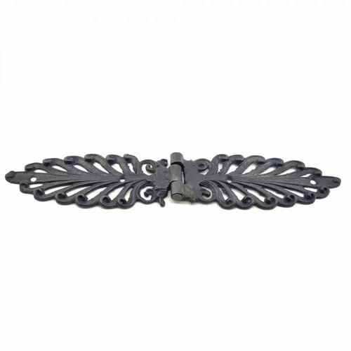 Antika Tarz Dekoratif Pirinç Yaprak Desenli Menteşe - 55x265 Mm, Oksit