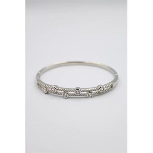 Taşlı Vip Bilezik - Gümüş