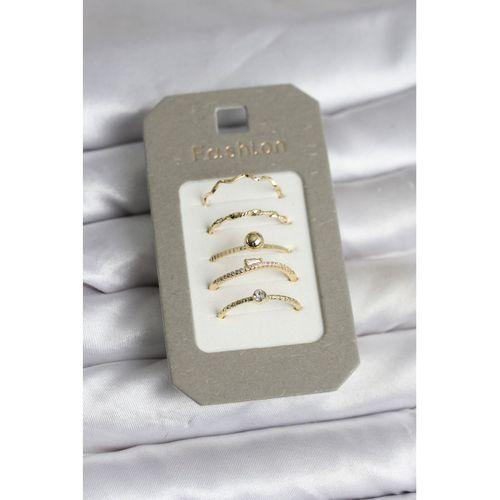 Pirinç Gold Renk 5'li Yüzük Seti