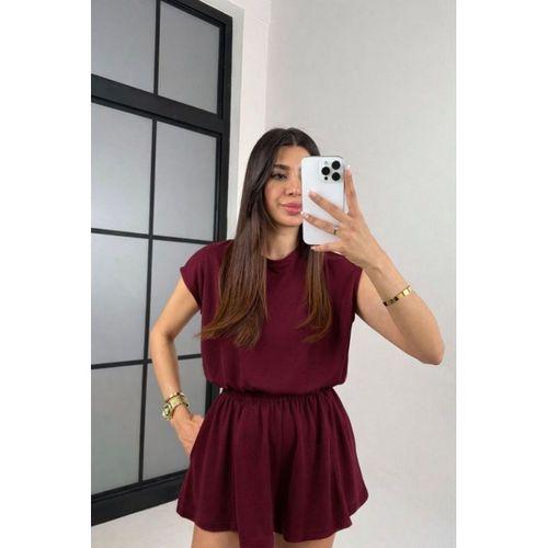 Kadın Kısa Kollu Hafif Sırt Dekolteli Modal şort Tulum