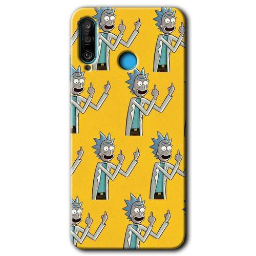 MRCİLETİSİM Huawei P30 Lite Kılıf HD Desen Baskılı Arka Kapak + Temperli Cam - Rick Felsefesi