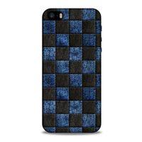 Apple Iphone 5 Kılıf Patchwork (9) Kılıf Siyah Mavi
