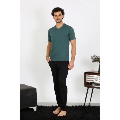Erkek Penye Petrol Rengi 3'lü Pijama Takımı