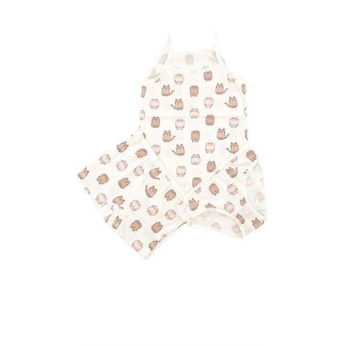 Kız Çocuk Şirin Kedi Baskı Atlet Külot Boxer Takımı