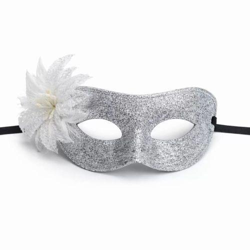 Gümüş Simli Tüylü Balo Maskesi