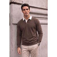 Luis Polo Yaka Selanik Örme Kumaş Erkek Sweatshirt - Kahve