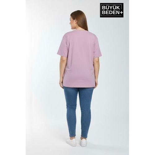Kadın Büyük Beden El Yazılı Brooklyn Baskılı 3xl-6xl Bisiklet Yaka Tshırt SPR25BTSK510-6