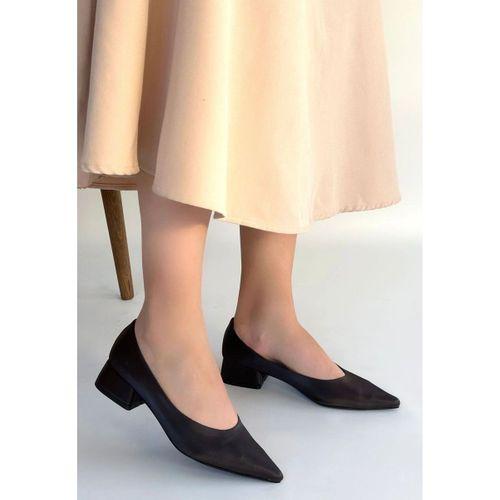 Ferla Acı Kahve Cilt Topuklu Ayakkabı