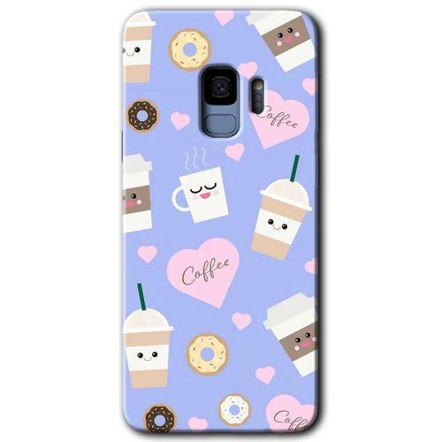 MRCİLETİSİM MRCİLETİSİM Samsung Galaxy S9 Kılıf HD Desen Baskılı Arka Kapak + Temperli Cam - Coffee Cake