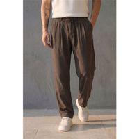 Magnus Tensel Kumaş Relaxed Fit Beli Lastikli Erkek Pantolon - Kahve