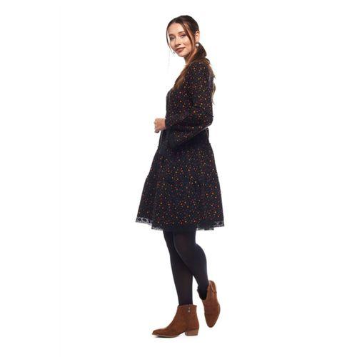 Pazen Siyah Çıtır Desen Kısa Elbise