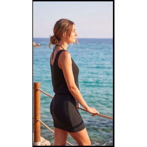 Kadın Askılı Kare Yakalı Belden Bağcıklı Triko Pareo