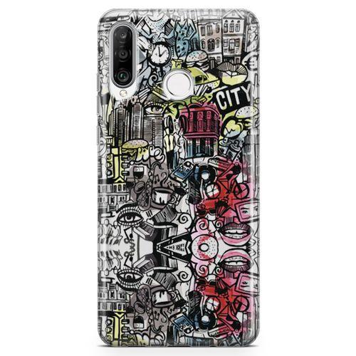 Huawei Nova 4e Kılıf Çılgın Şehir Arka Kapak Koruma Desenli Full Koruyucu