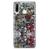 Huawei Nova 4e Kılıf Çılgın Şehir Arka Kapak Koruma Desenli Full Koruyucu