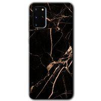 Galaxy S20 Plus Kılıf HD Desen Baskılı Arka Kapak - Siyah Gold Mermer + Kırılmaz Cam