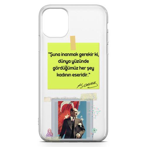 Apple iPhone 11 Pro Kılıf Atatürk Caps Kadın Arka Kapak Koruma Desenli Full Koruyucu