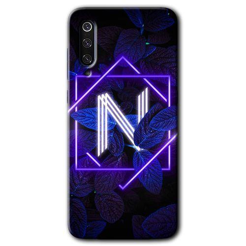 Potkal Hediye Fabrikası Xiaomi Mi 9 SE Kılıf HD Desen Baskılı Arka Kapak - Dark Neon Yaprak N Harfi