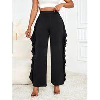 Kadın Yüksek Bel Yanları Volanlı Cepli Sandy Pantolon