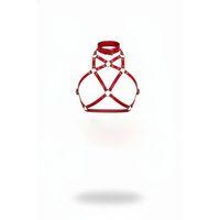 Kırmızı Kadın Kemer Yaka Detaylı Suni Deri Vücut Harness - Brf108
