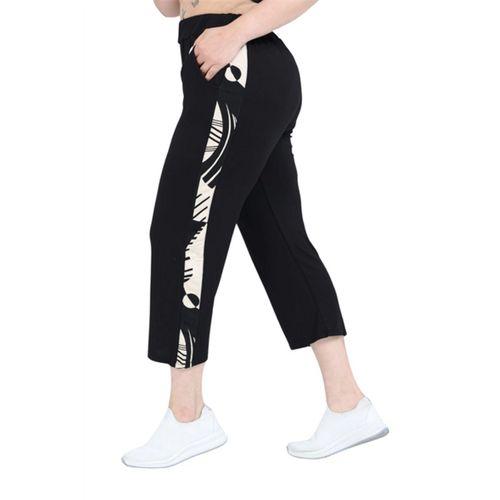 Melsay Butik Siyah Kısa Kol Yarım Barok Desen Viskon Kapri Takım