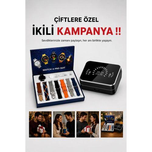 Powerbank Aynalı Bluetooth Kulaklık Ve Akıllı Saat Seti Anc Özelliği Dokunamatik