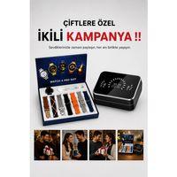 Powerbank Aynalı Bluetooth Kulaklık Ve Akıllı Saat Seti Anc Özelliği Dokunamatik