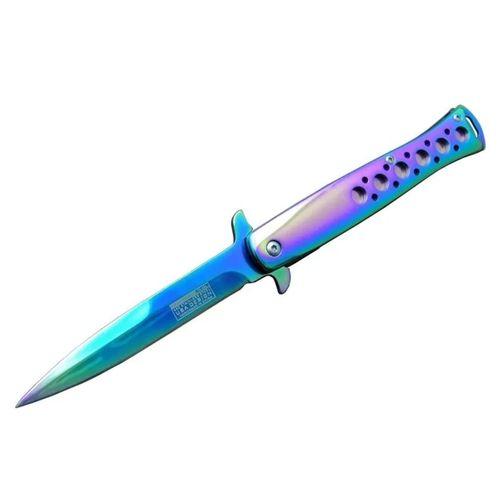 Tac-force Tac Force Ti-lite 1111 Gk Gökkuşağı Kamp Av Çakısı 23cm- Yarı Otomatik, Kemerlikli, Metal Desenli Sap