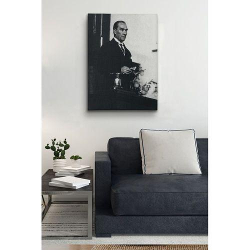 Atatürk Portre Tablosu Mustafa Kemal Atatürk Dikdörtgen Dekoratif Kanvas Tablo