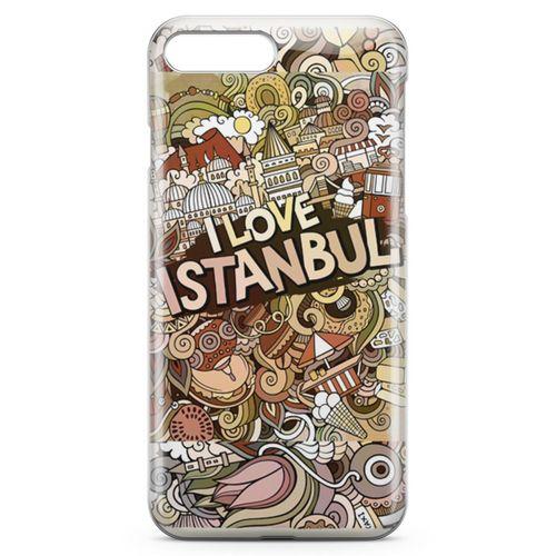 Apple iPhone 8 Plus Kılıf İstanbul Doodle Arka Kapak Koruma Desenli Full Koruyucu