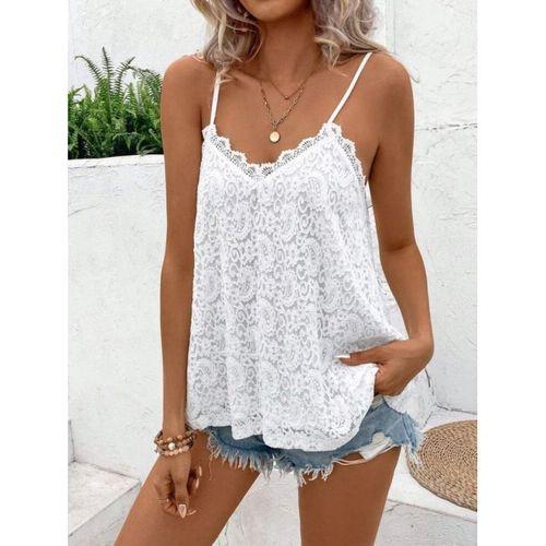 Kadın Ip Askılı V Dantel Yakalı Dantel Bluz