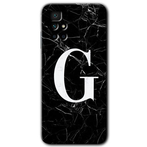 Redmi 10 Kılıf HD Desen Baskılı Arka Kapak - Siyah Mermer Desenli G Harfi