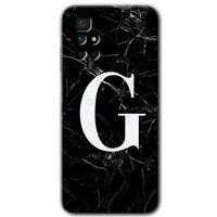 Redmi 10 Kılıf HD Desen Baskılı Arka Kapak - Siyah Mermer Desenli G Harfi