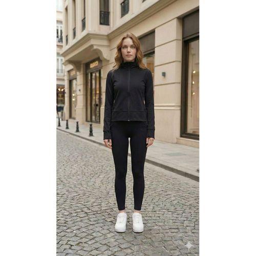 Kadın Full Likralı Ceket Ve Yüksek Bel Tayt Ikili Takim