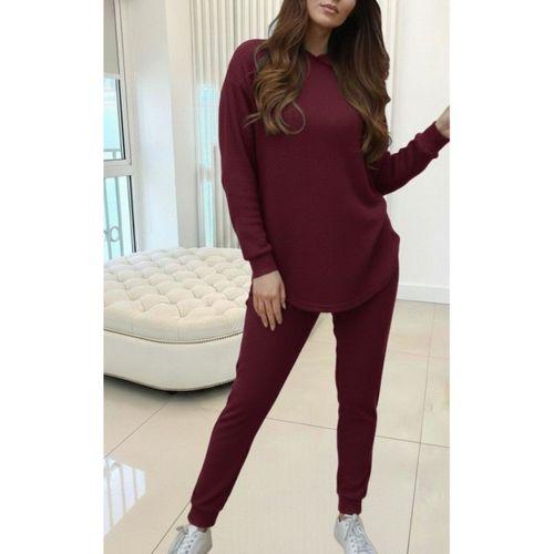 Kadın Uzun Kollu Kapşonlu Meloni Bluz Ve Pantolon Ikili Takım