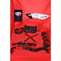 Sexy Görselli Oyun Kartı Kama Sutra 7'li Kırmızı Siyah Harness Set