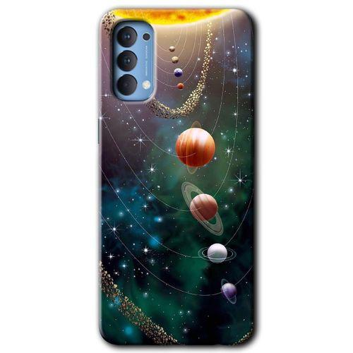 OPPO Oppo Reno 4 Kılıf HD Desen Baskılı Arka Kapak + Temperli Cam - Cosmos