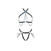 Siyah Harness Takım Zincir Detaylı Deri Vücut Kemeri - Brf1084