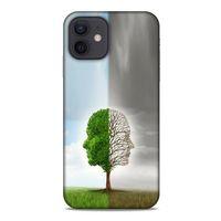 Apple iPhone 12 Kılıf Depresyon (35) Fit Design Kılıf Toz Pembe Lacivert