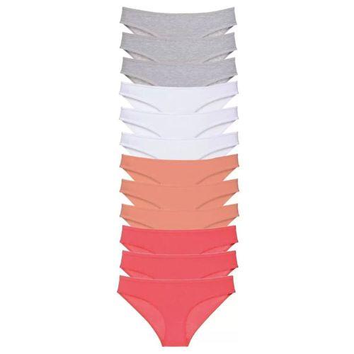 12 Adet Süper Eko Set Likralı Kadın Slip Külot Gri Beyaz Pudra Fuşya