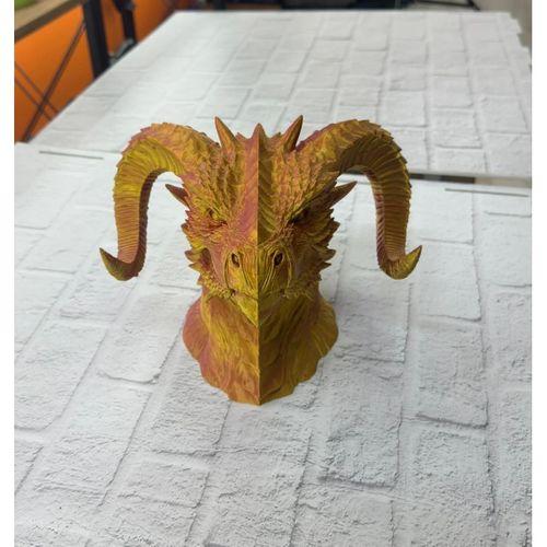 Asil Tasarım Gold–red Ejderha Heykeli Hediyelik Fantastik Dekor