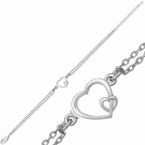 Gümüş İç İçe Aşk Kalp Kadın Bileklik