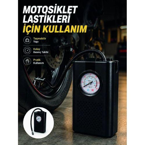 Araç Lastik Şişirme Pompası Taşınabilir Analog Basınç Göstergeli Hava Kompresörü