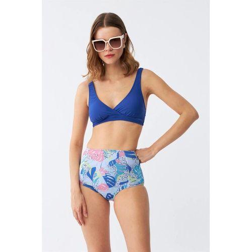 Kadın Pedli Yaprak Desenli Yüksek Bel Sax Bikini Takımı