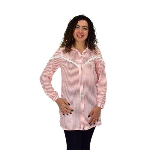Kadın Çizğili Keten Gömlek BGL-ST03706