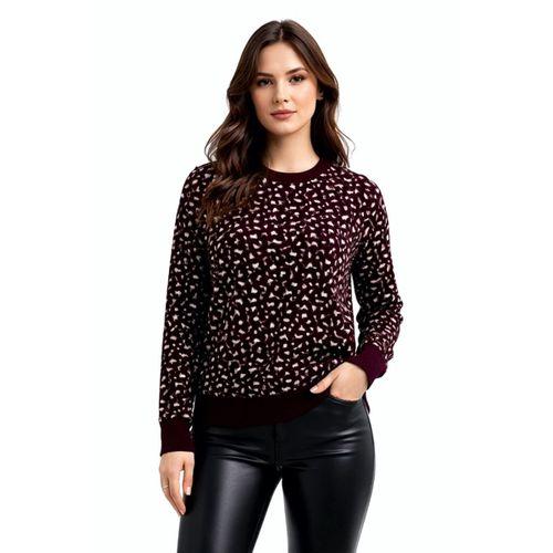 Kadın Leopar Desen Triko Kazak BGL-ST05287