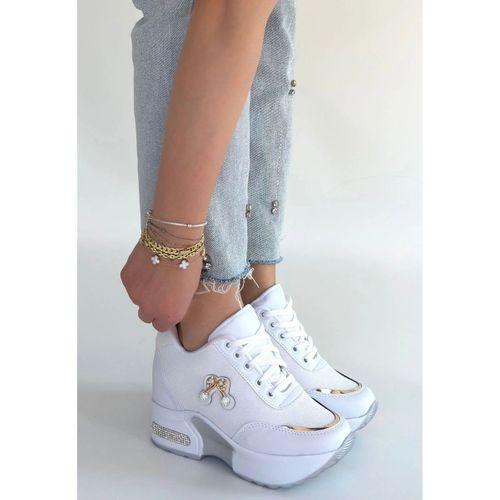 Wody Beyaz Cilt Simli Bağcıklı Spor Ayakkabı