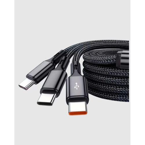 3 Başlıklı Hızlı Şarj Kablosu Metal Alaşımlı Dayanıklı Ve Akıllı Çipli