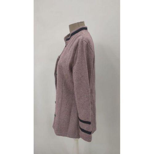 Kadın Uzun Kollu Hakim Yaka Düğme Detaylı Mini Dokuma Ceket