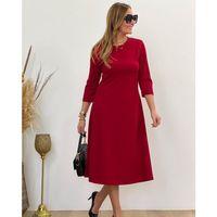 Kadın Uzun Truvakar Kol Bisiklet Yaka Midi Modal Elbise